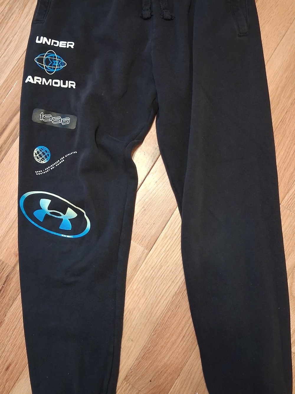Under Armour Black Jogger Sweatpants with Blue Graphic Logos